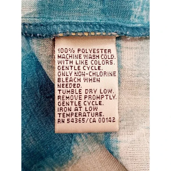 Allison Daley Button Up Women's Blue Wave Print Blouse Size 10 - Picture 7 of 7